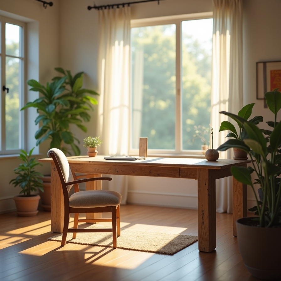 Tranquil studio space with natural light