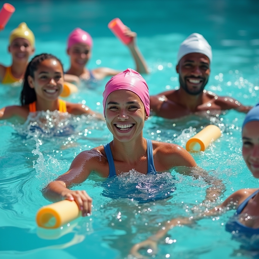 Aqua fitness session in pool